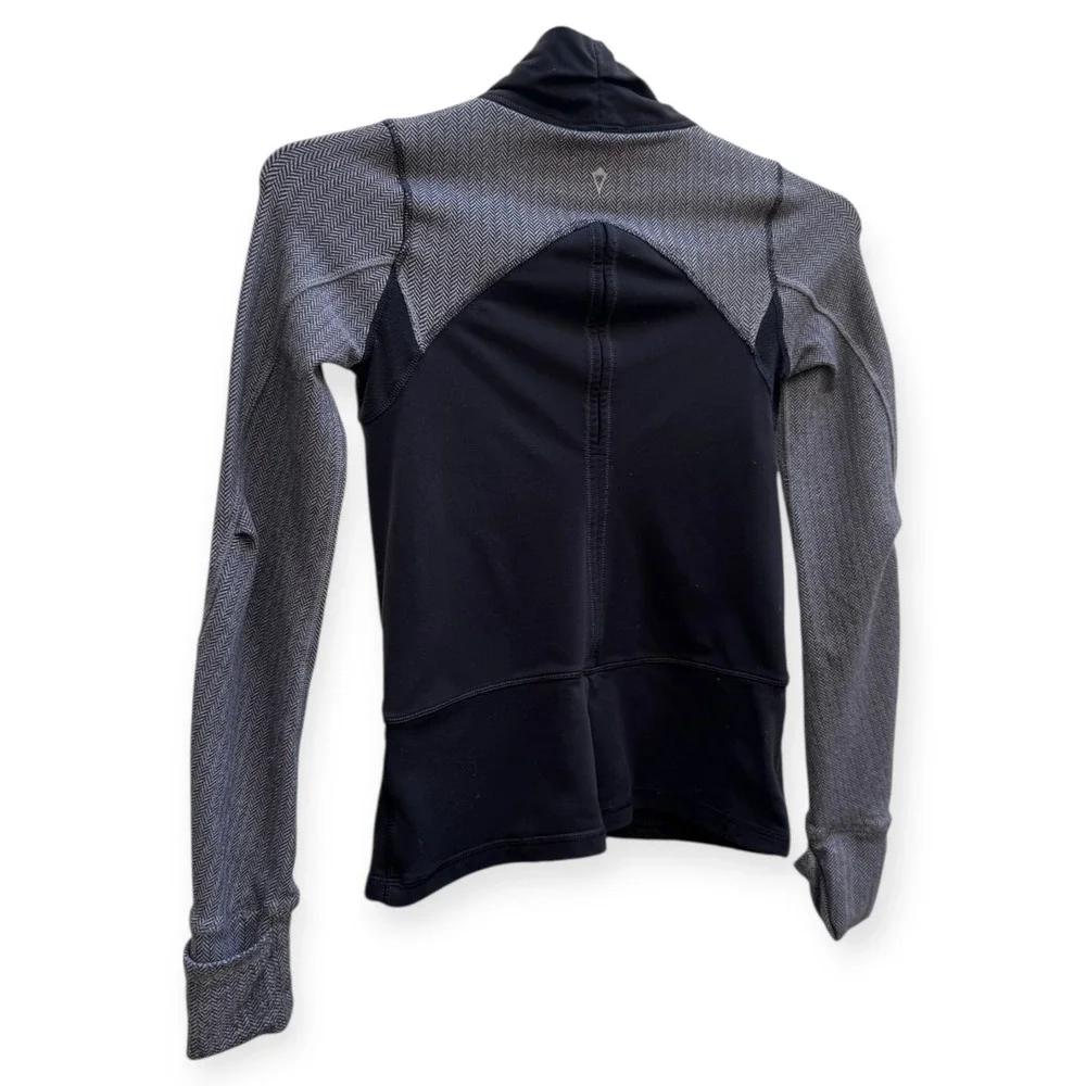 Ivivva Girls‎ Activewear Jacket Size 10 Black Gray Herringbone Full Zip